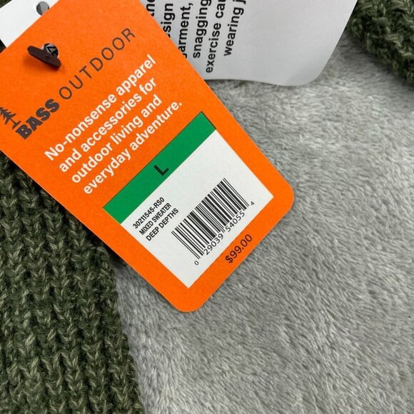 Bass Outdoor Deep Depths Green Mixed Sweater With Chest Pocket NWT 6377 - Picture 5 of 9